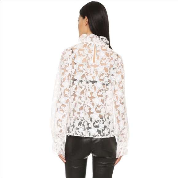 Alexis Embroidered Lace Ruffled Mock Neck Top - Picture 6 of 8